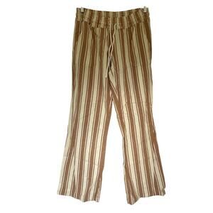 Roxy beachcore beige orange striped cotton linen pants women's size Xl casual